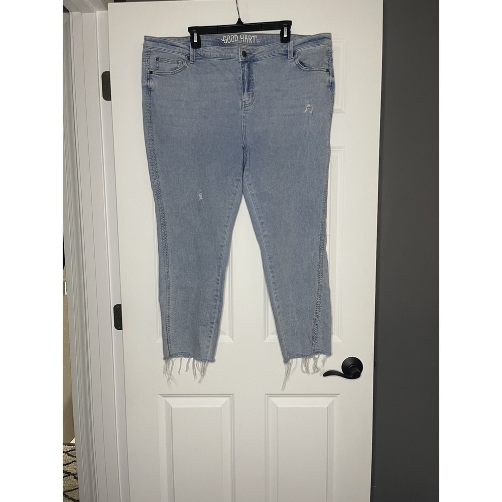 Good Hart Matilda Jane High rise Stovepipe Raw Hem Denim Jeans Size 20 Raw Hem